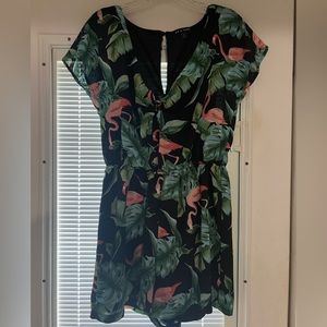 Women's floral / flamingo print romper